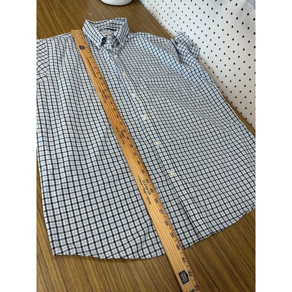 Croft & Barrow Mens Easy Care Blue Plaid Button Down Shirt Size L Short Sleeve - Picture 10 of 11